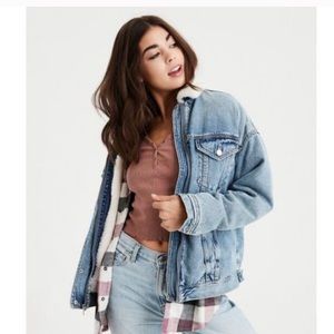 American Eagle Jacket. Denim and Faux Fur